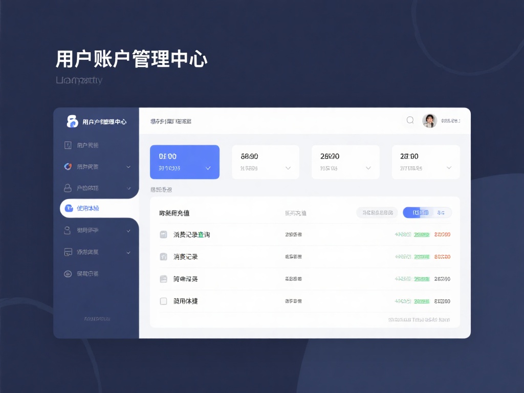 用户账户管理中心：这个区域让用户可以快速完成账户充