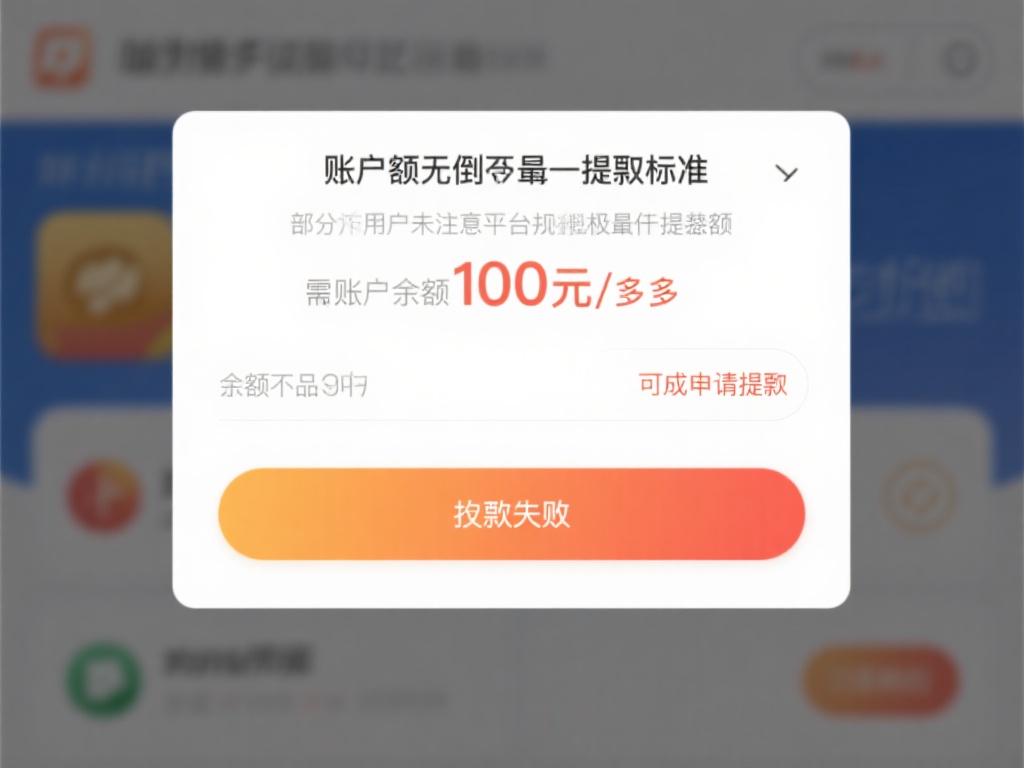 账户余额未达到最低提现标准
部分用户可能未注意平